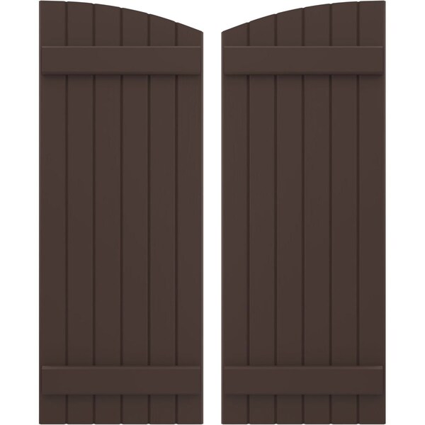 Ekena Millwork Americraft 6-Board (2 Batten) Wood Joined Board-n-Batten Shutters w/Ellipt Top, ARW101BE621X77TBH, PR ARW101BE621X77TBH - main